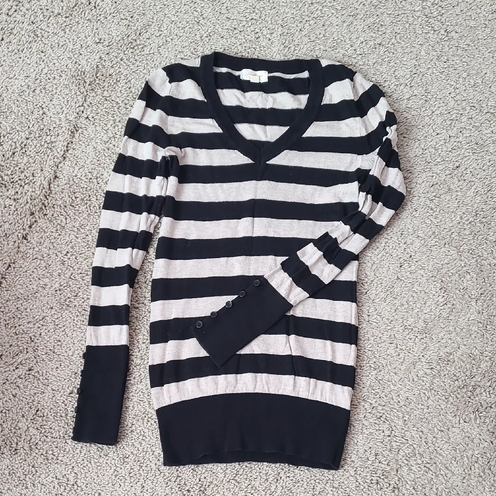Ambiance Striped V-Neck Sweater